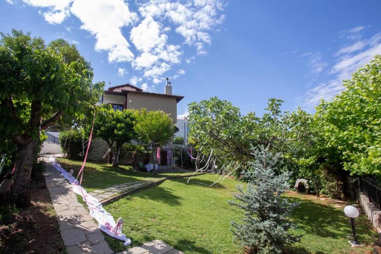 Τraditional Fully Detached Villa on a luxurious Hillock of Thessaloniki PANORAMA with its own Garden also for Family&Wedding gatherings&Kid's parties - under 13 Εξωτερικό φωτογραφία